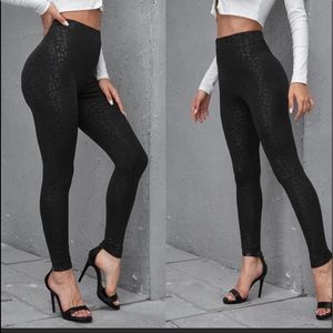 Black Leopard Jacquard Leggings - Small-Med-Large